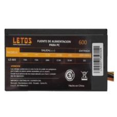 FUENTE ATX LETOS LE-600 600W 24P C/CABLE FUENTE ATX LETOS LE-600 600W 24P C/CABLE