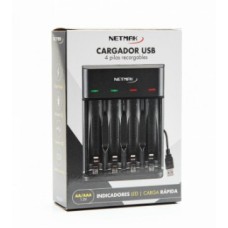 CARGADOR DE PILAS NETMAK USB 4 PILAS NM-CH4 AA/AAA CARGADOR DE PILAS NETMAK USB 4 PILAS NM-CH4 AA/AAA