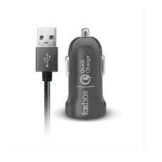 CARGADOR AUTO FOXBOX WAY QC NEGRO CABLE MICRO USB