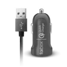 CARGADOR AUTO FOXBOX WAY QC NEGRO CABLE LIGHTNING