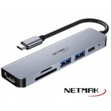 HUB USB NETMAK NM-6EN1 USB-C A USB-C +HDMI +TF/SD HUB USB NETMAK NM-6EN1 USB-C A USB-C +HDMI +TF/SD