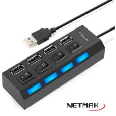 HUB USB NETMAK NM-AC08 4 PUERTOS C/SWITCH USB 2.0 HUB USB NETMAK NM-AC08 4 PUERTOS C/SWITCH USB 2.0