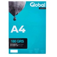 PAPEL FOTO GLOBAL GLOSSY 180 GRS A4 X20